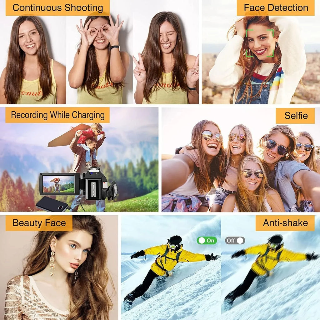Touch Ultra Control Remote for & Microphone Camera 48MP Vlogging Camera 4K HD IPS with Video Youtube 3.0" Wifi Digital Camcorder Screen Camera