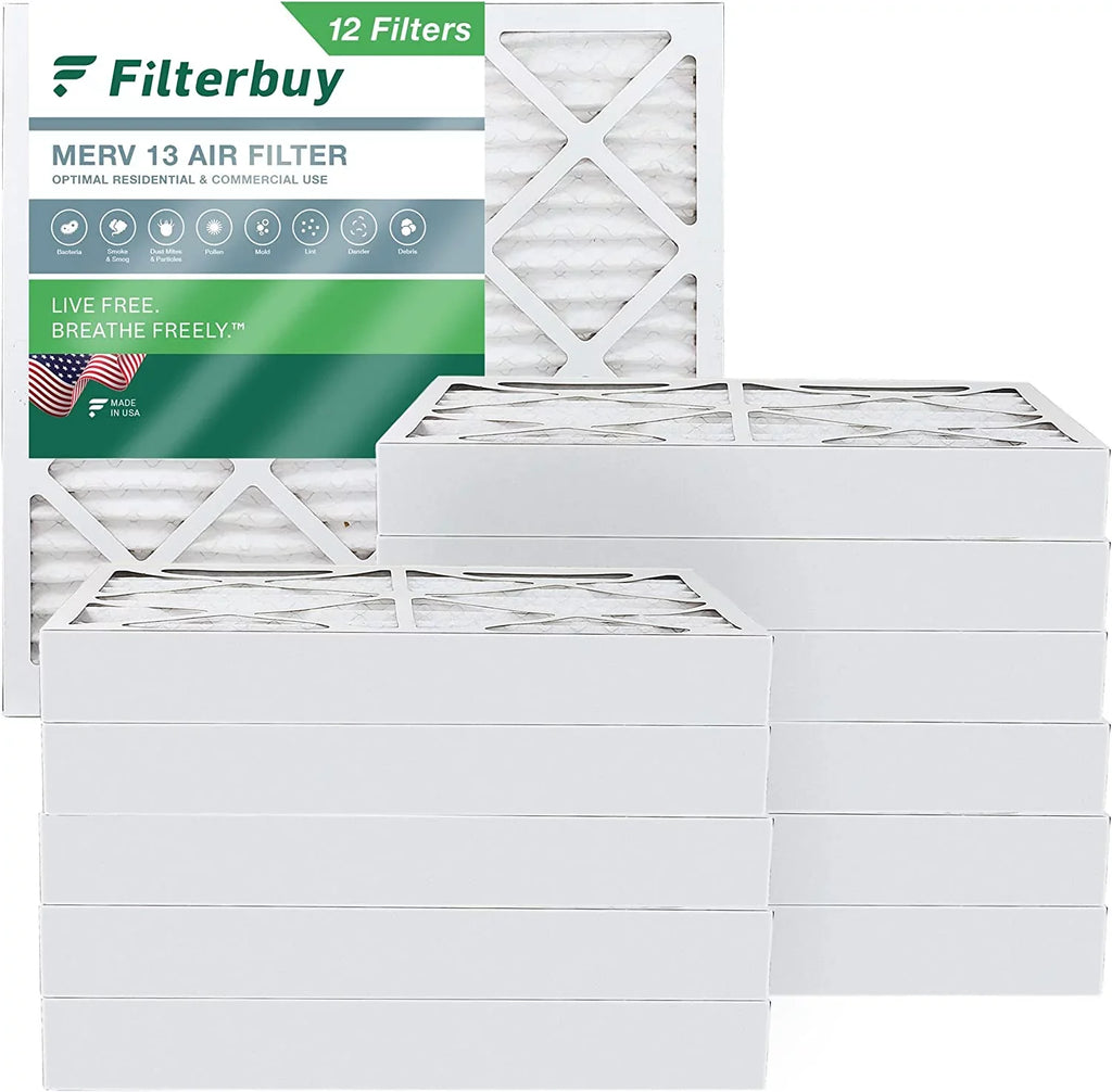 Filters Filterbuy Air AC MERV 25x25x4 Pleated 13 Furnace (12-Pack) HVAC