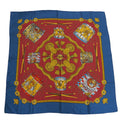 Carre TAMBOURS Taiko 90 Muffler Red Scarf Tambour LES HERMES Blue (Good) Pre-Owned Hermes x