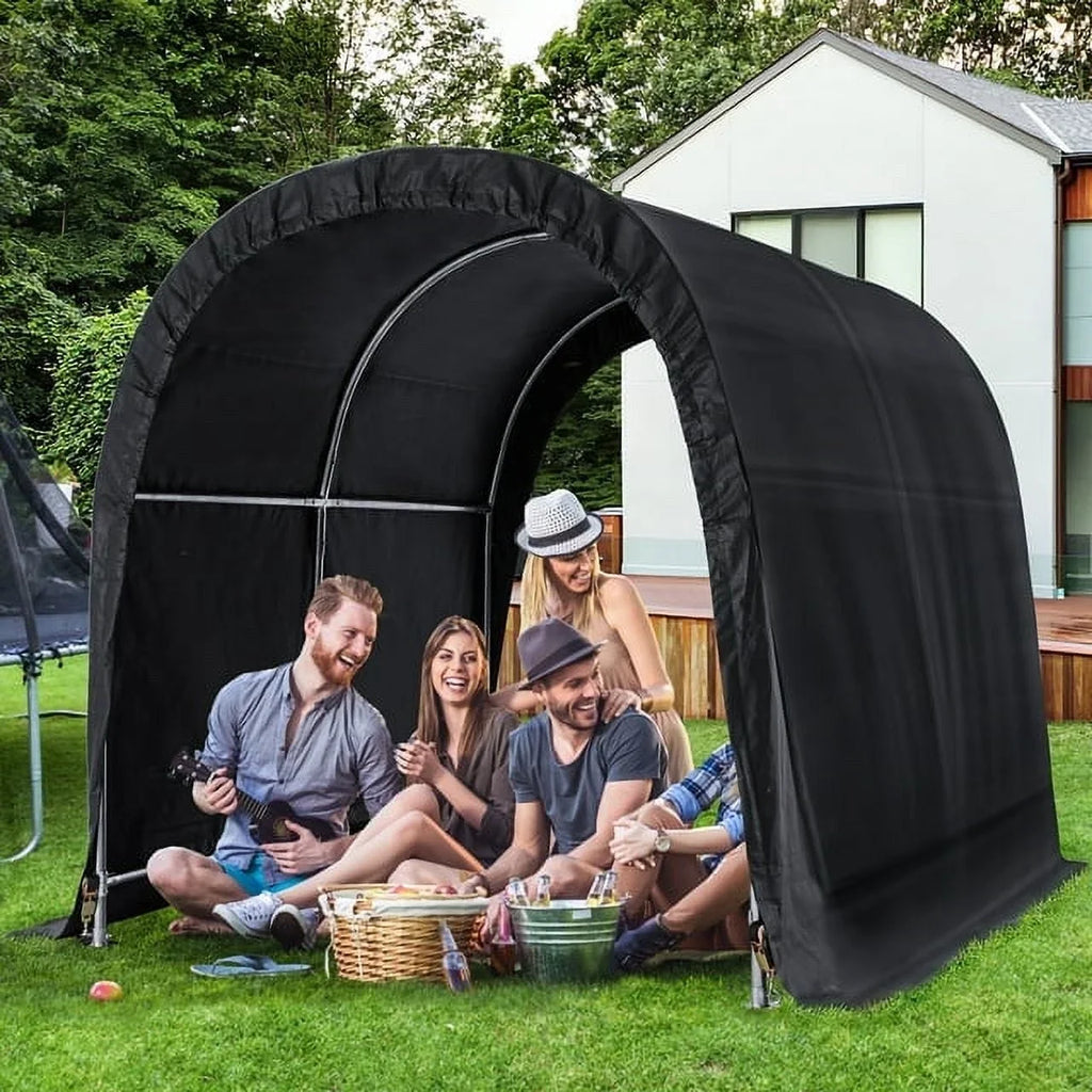 Duty Carport, 8 7 Heavy Garden, exterior FT for Storage x Portable Black Garage Hommow Tool Tent, FT Patio, Shed,