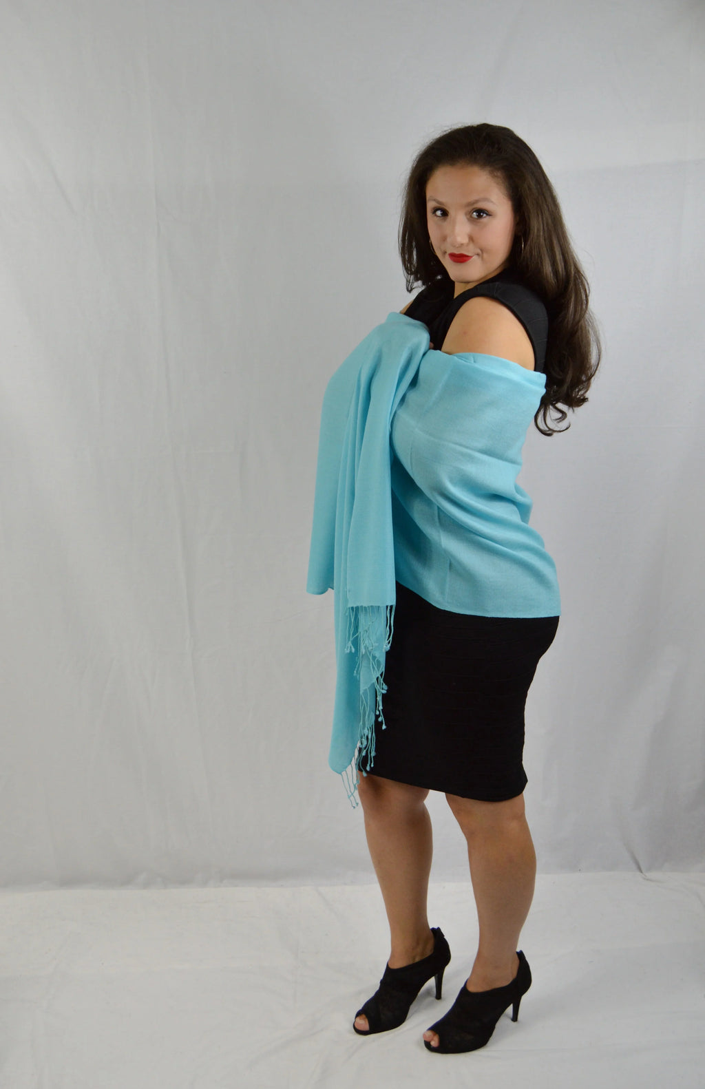 Shawl/Scarf/Scarves Shawl/Evening Shawl/Pashmina Shawl) Shawl/liquid Shawl/Light Shawl/Summer (Tiffany Pashmina Fancy weight Regular Shawl/Sheer Blue