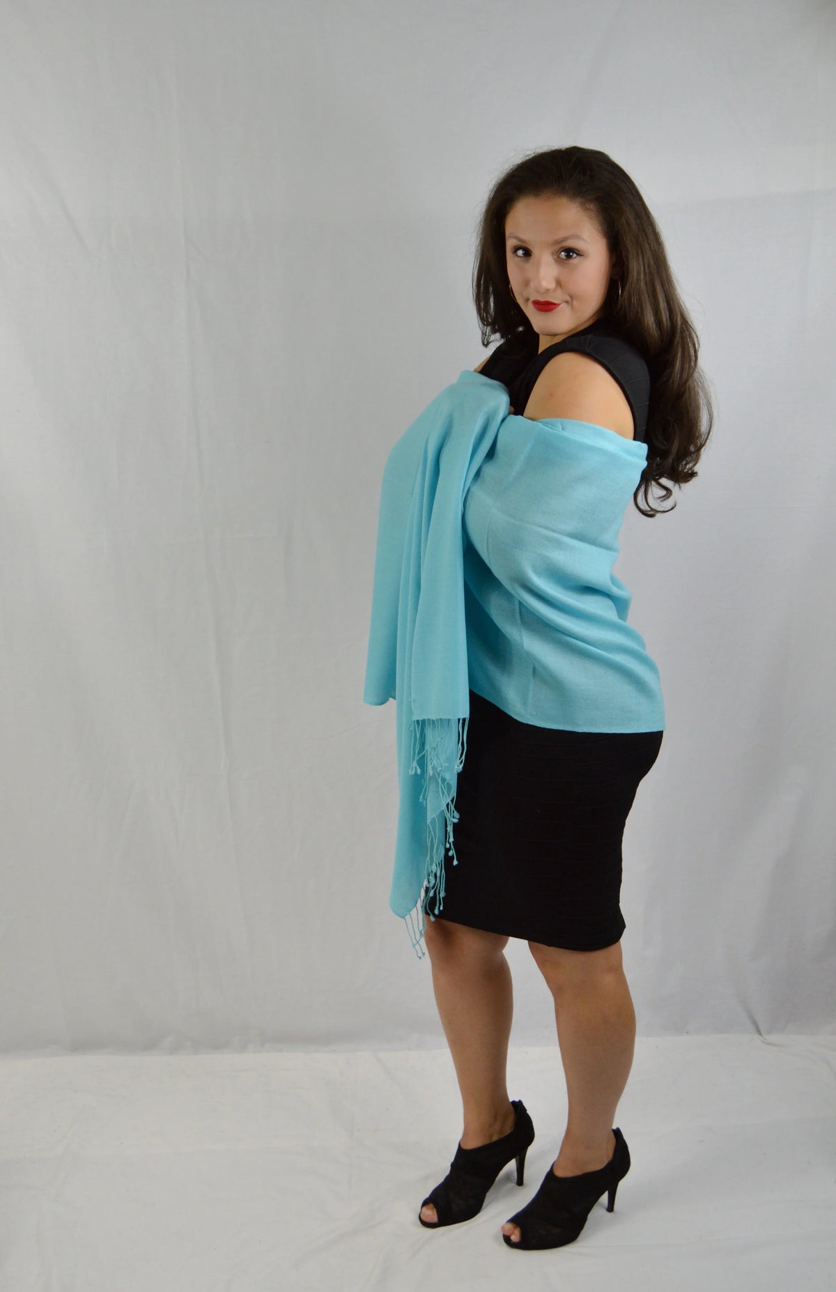 Shawl/Scarf/Scarves Shawl/Evening Shawl/Pashmina Shawl) Shawl/liquid Shawl/Light Shawl/Summer (Tiffany Pashmina Fancy weight Regular Shawl/Sheer Blue