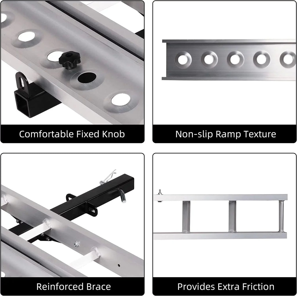 with Hauler Aluminum Trailer Carrier Scooter receiver Hitch Dirt Ramp, Hitch-Mounted Motorcycle Rack Bike 2" Motorcycle Loading Carrier