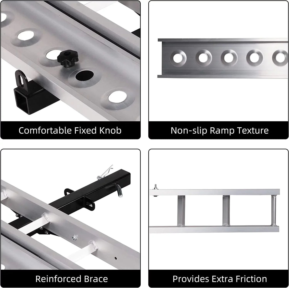 with Hauler Aluminum Trailer Carrier Scooter receiver Hitch Dirt Ramp, Hitch-Mounted Motorcycle Rack Bike 2" Motorcycle Loading Carrier