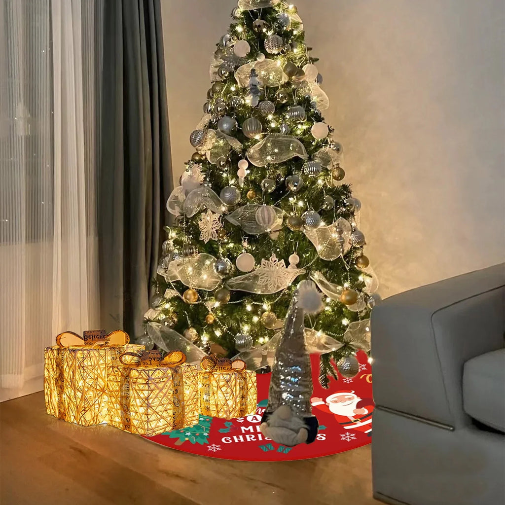 Indoor Party Gold Mat Christmas Tree Skirt exterior for Skirt Snow Holiday Tree Ornaments Tree Soft with Plush Pattern Decorations Red 36 and Christmas Inches
