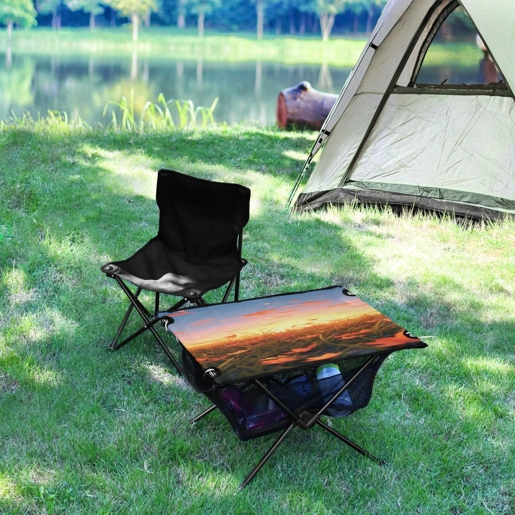 Leaves Picnic Bag with BBQ Storage Folding Compact Travel Portable for Autumn Beach Table Fishing in Camping Table Sunset exterior Table