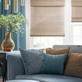 Windows (Sheer) MOOD | Bamboo Cordless Woven Custom Natural 72"H | Shades for WOVEN Hickory 34.5"W Woven | Shades | Designer Roman Wood x Wood
