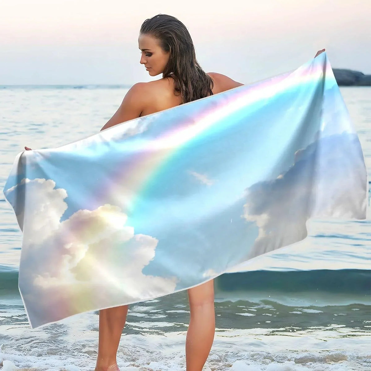Swimming Travel Holiday（282） Oversized Quick Towel Compact Towel Rainbow Beautiful Beach Towels - for Camping Bestwell - Absorbent Lightweight Dry Super
