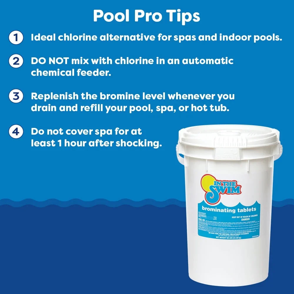 Bromine Chlorine Pounds 61% Sanitizer The for or 1 Tubs, U038008032AE Pools Pre-Stabilized, Spas, Low Swim Swimming - Odor, - Tablet In - 8 Hot Bromine Available Alternative Inch