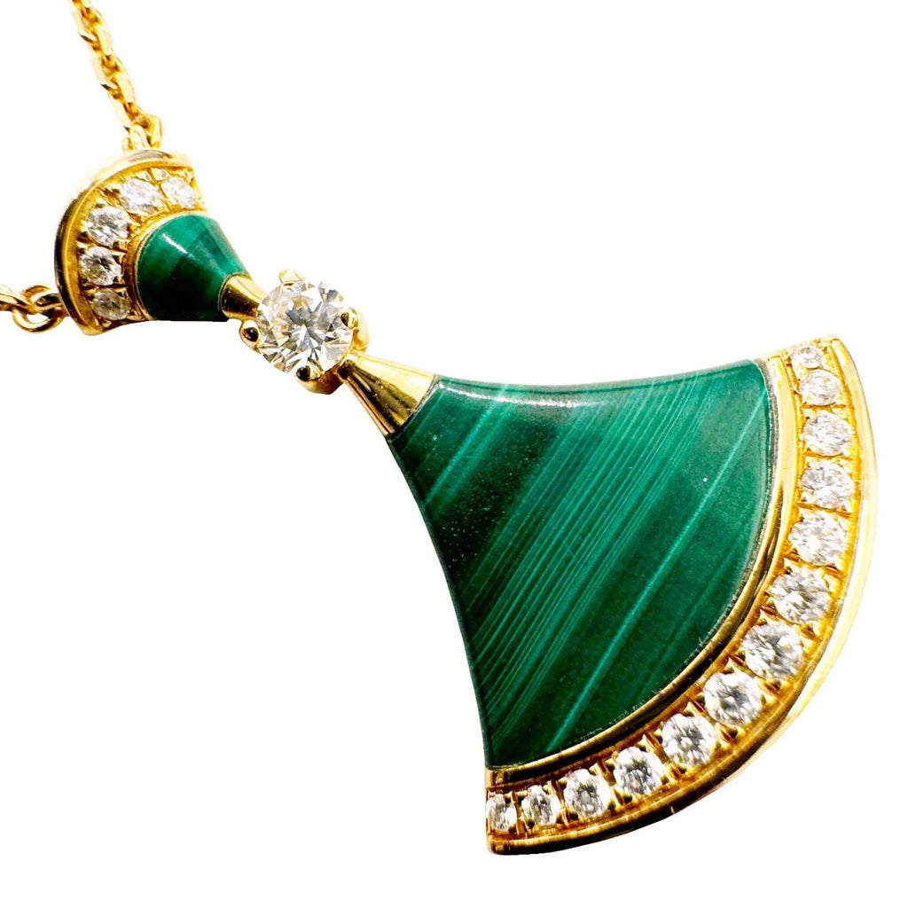 Pendant BVLGARI Ladies Pink Bvlgari Diva Dream (Good) Malachite Necklace Diamond K18PG Pre-Owned 7.3g D0.28ct Gold