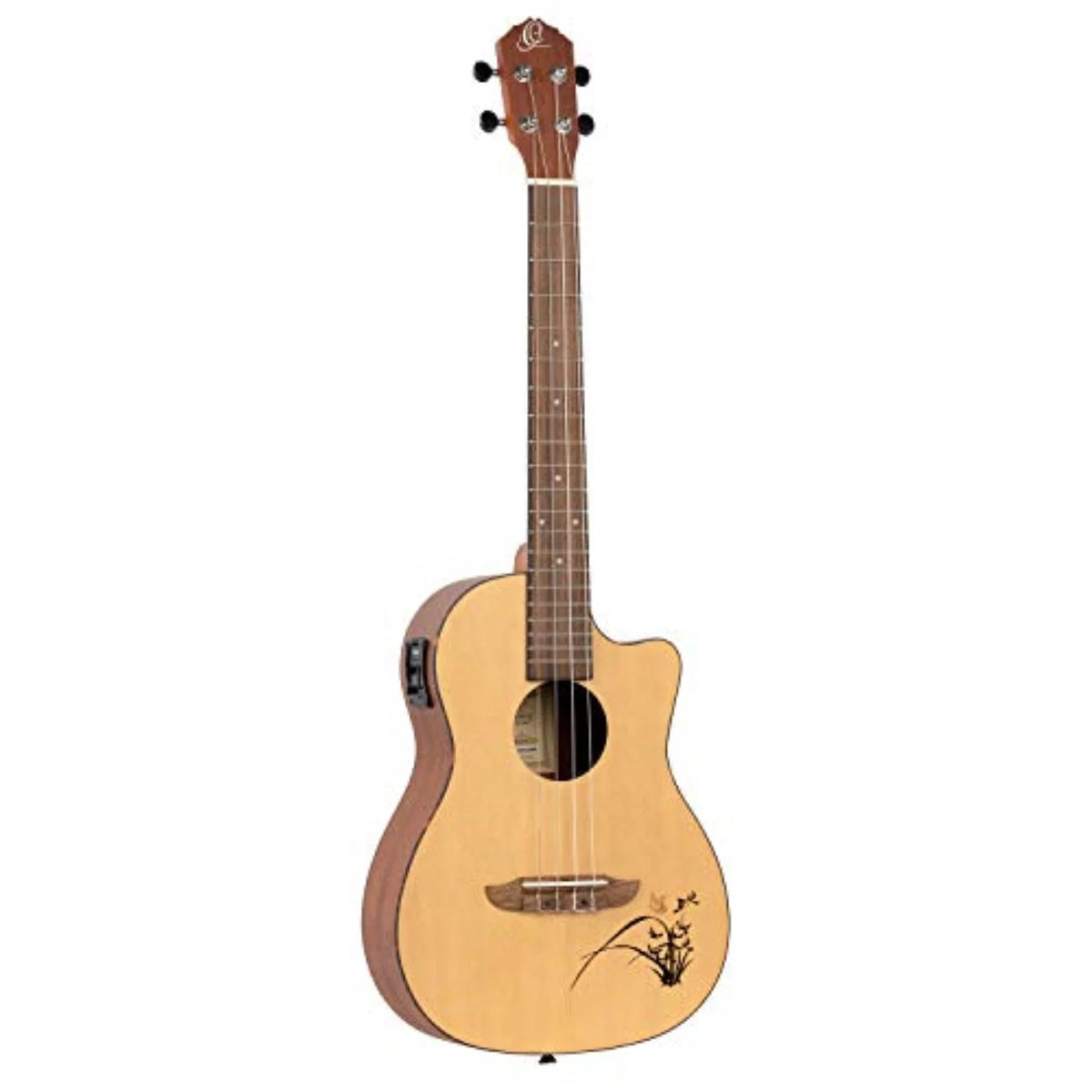 Ukulele Acoustic Electric Ortega Bass Series Bonfire