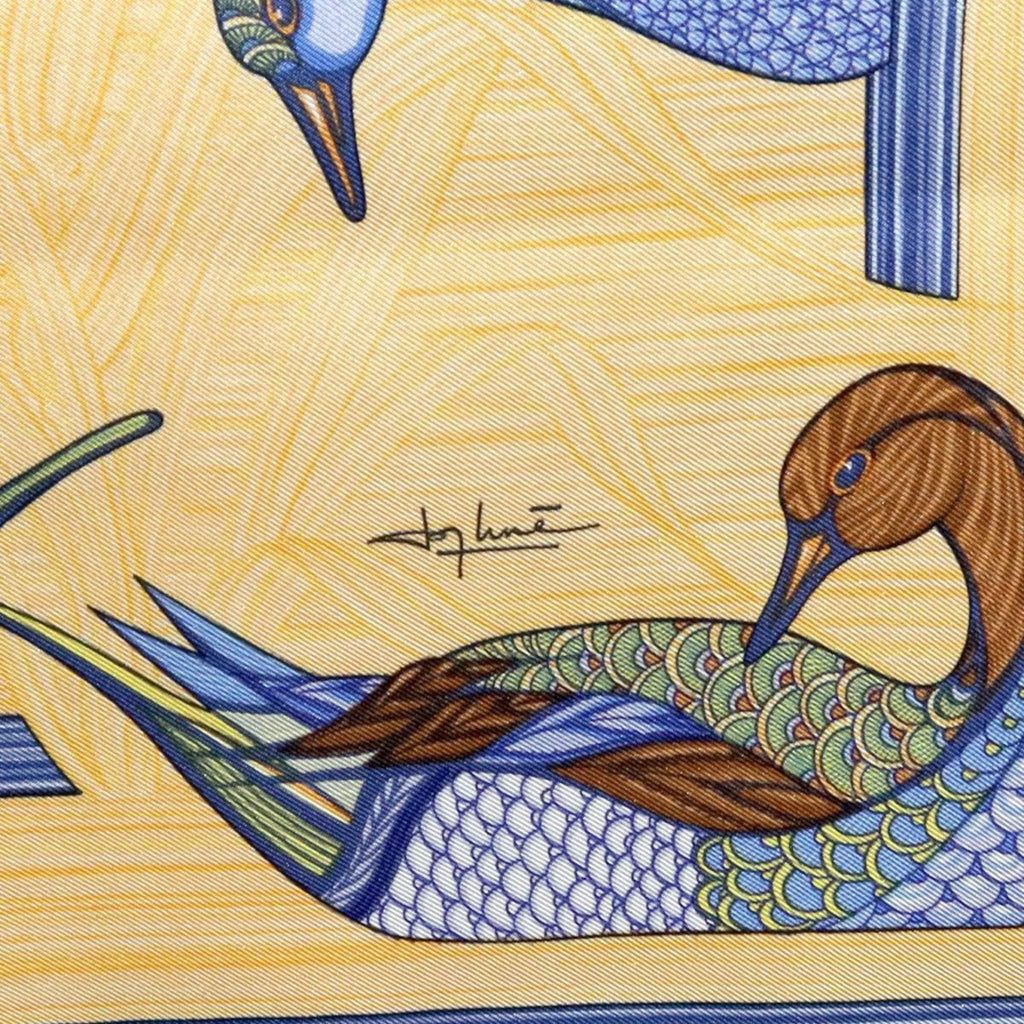 Pre-Owned Hermes / scarf HERMES duck (Good) pond muffler silk Carre 100% 90