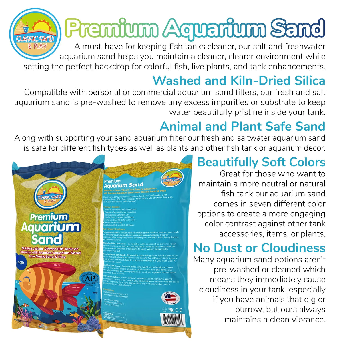 Aquarium & lb. 40 and Tanks, Freshwater for SAND Sand Yellow Natural CLASSIC PLAY Saltwater
