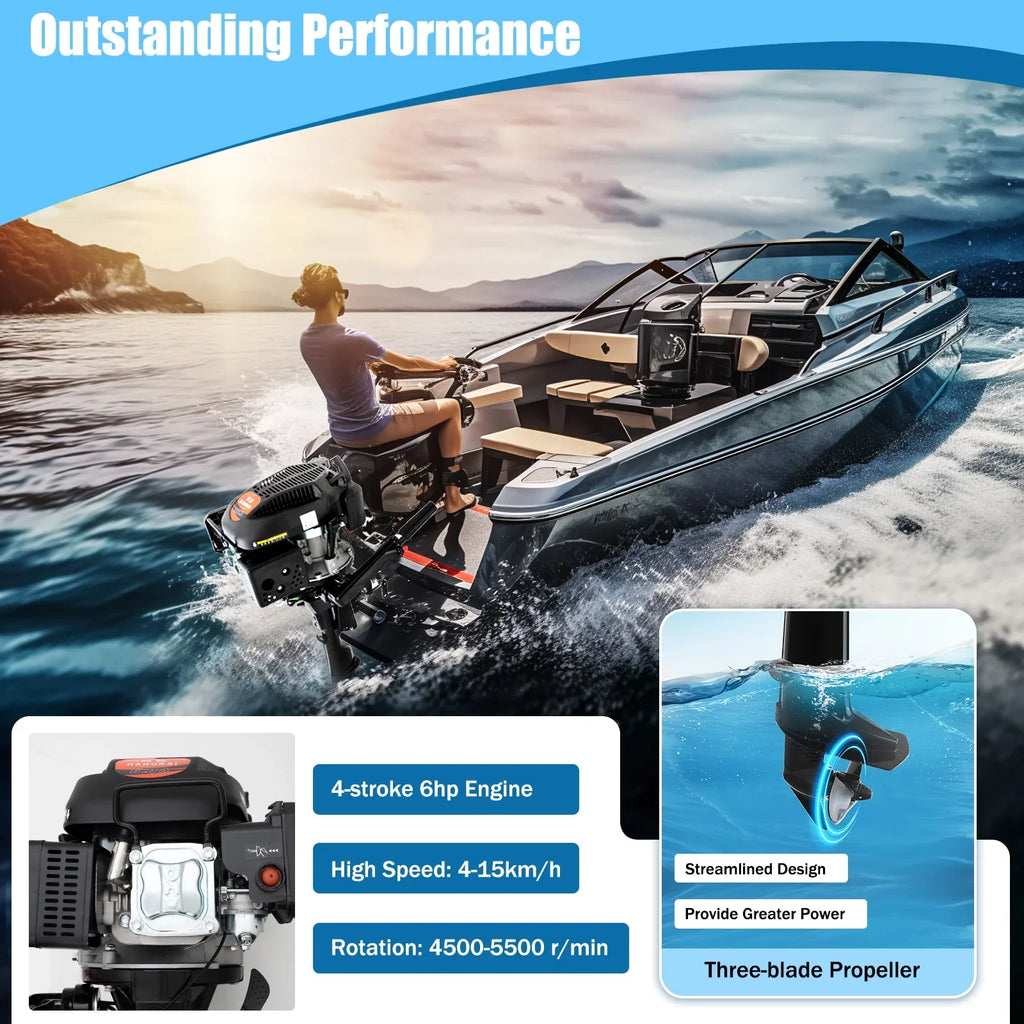 System Cooling Engine Engine 1:1.5 with Motor Air Shaft Fichiouy CDI Boat 6 liquid Stroke Tiller Outboard 2500rpm Cooling Air 4 HP