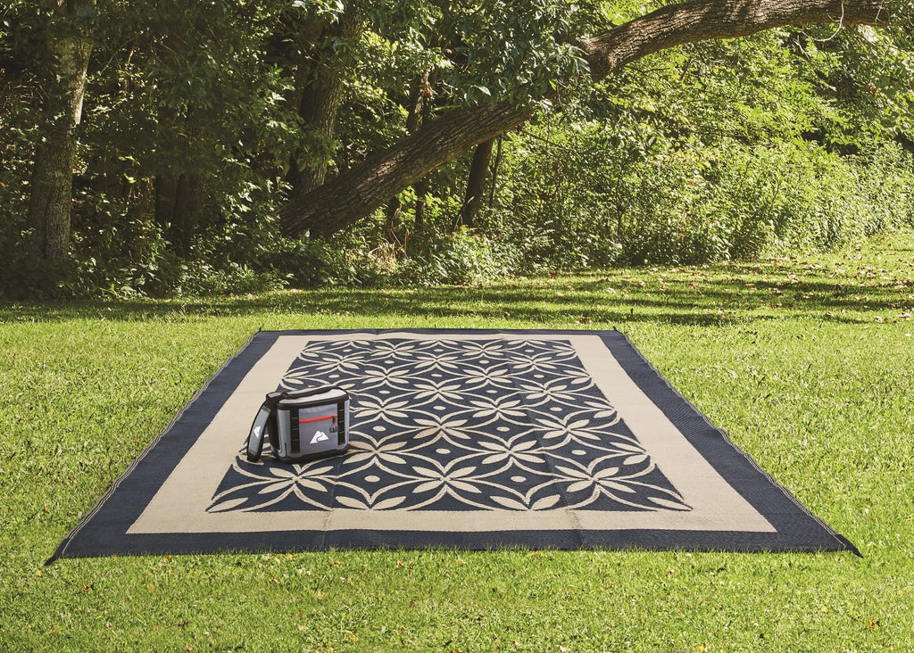 Good Blue / RV RV Tan Patios and Auto Design Flower Reversible for Mat, Patio 9x12ft Garden Drive