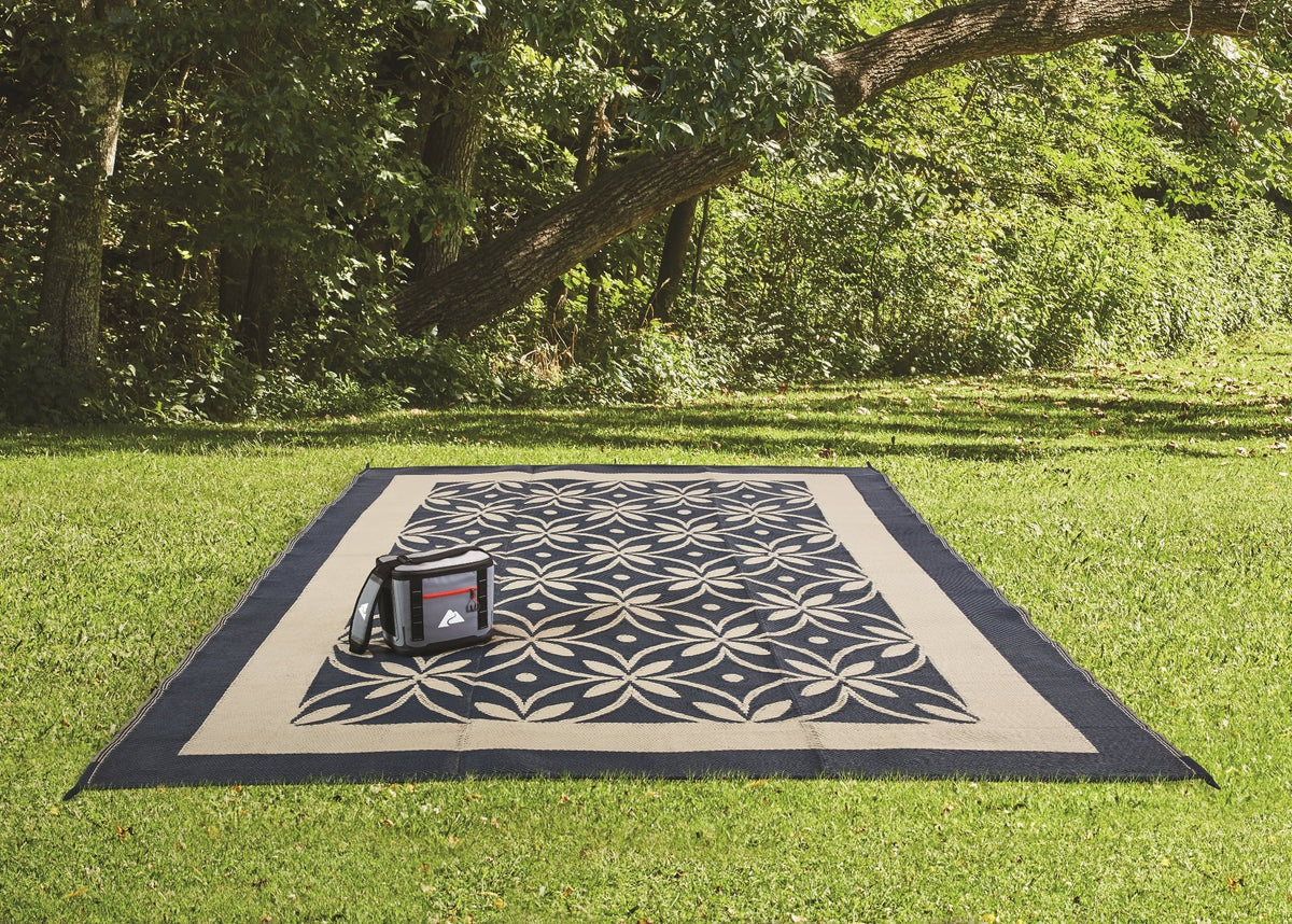 Good Blue / RV RV Tan Patios and Auto Design Flower Reversible for Mat, Patio 9x12ft Garden Drive