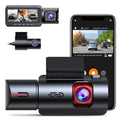Speed, Dash Dual Wide WDR, Monitor Car Parking Vision, Dashcam IR Front with and Port, Camera 3 Angle, GPS with Dash WiFi Triple Night 4K Channel 2K+1080P+1080P@30fps Type 170° Cam C Inside, 24hr