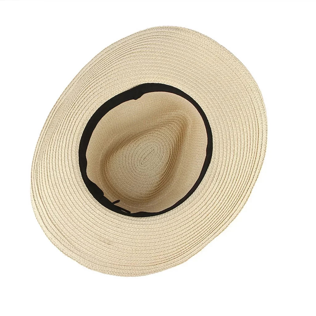 Cowboy Trilby Straw design Sun Western Floppy Beige Brim Big Packable Hat Women
