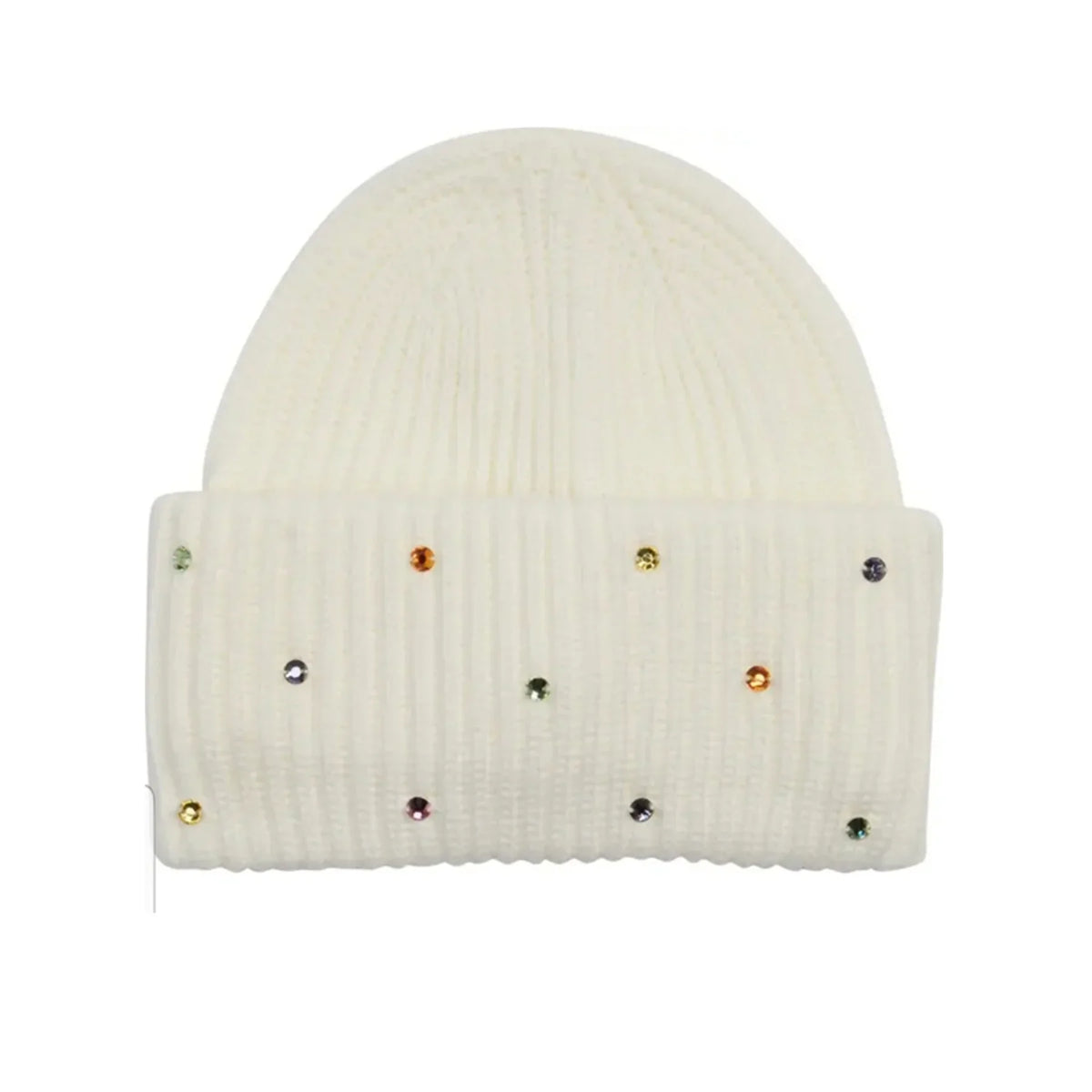 Women's Cream Beanie Kate York dimension Rainbow Accessories One Beanie Embellished New Spade
