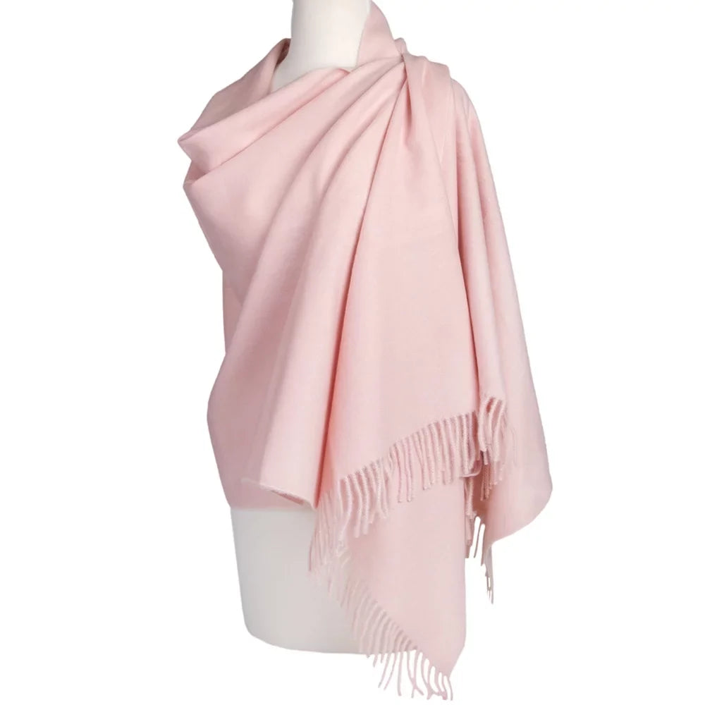 Warm Virgin with Pink Scarf Women Dreamy Tassels Soft Scarf 27.6x74.8-inch Wool for