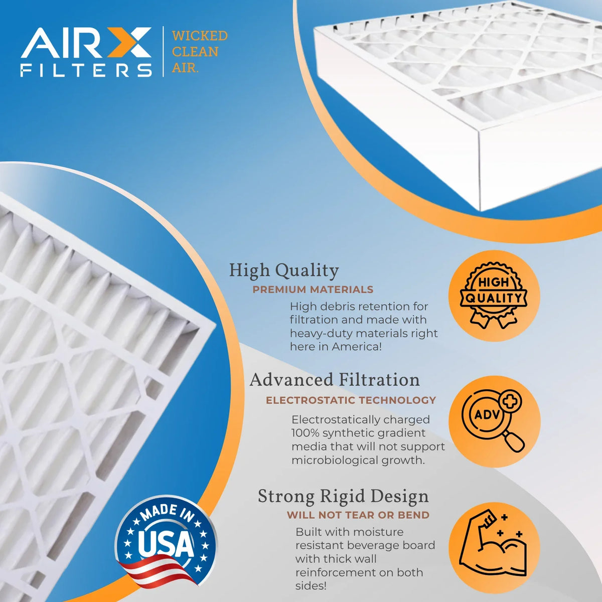 1200 FILTERS Premium AIR. to Pack 6 7 MPR MERV 11 & Air by Conditioner CLEAN 1000, Made 18x24x4 Filter Comparable WICKED Pleated Filter MPR USA AIRX Electrostatic HVAC FPR Filters Air 18x24x4 Furnace