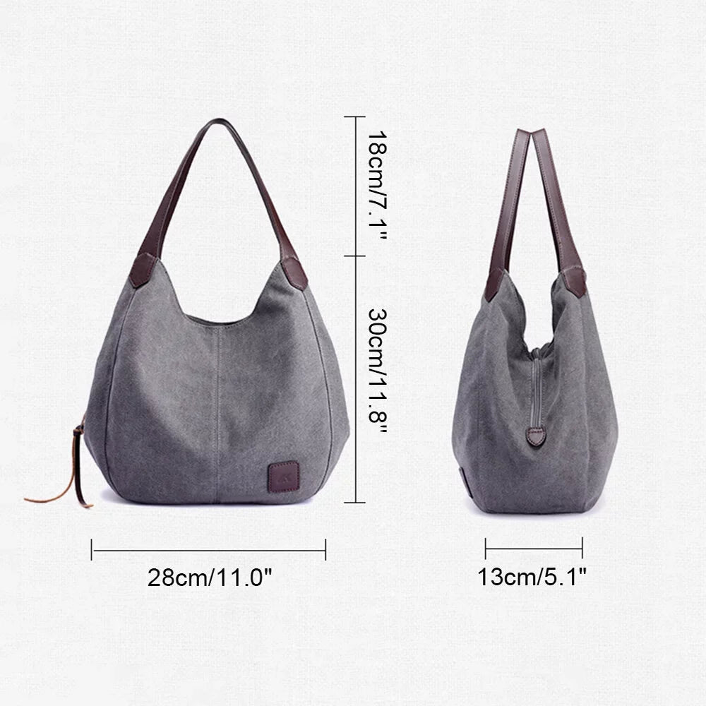 Vintage Bags MIXFEER Canvas Multi-pockets Women Totes Handbag Shoulder Bag Hobo