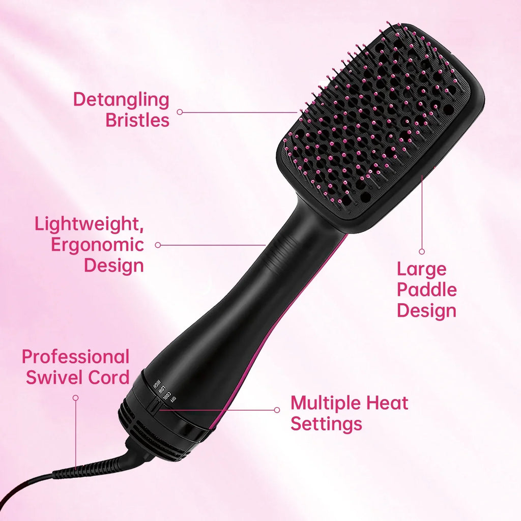 | One-Step Detangle, Smooth and Styler Hair(Black) Hair and Dry, Dryer
