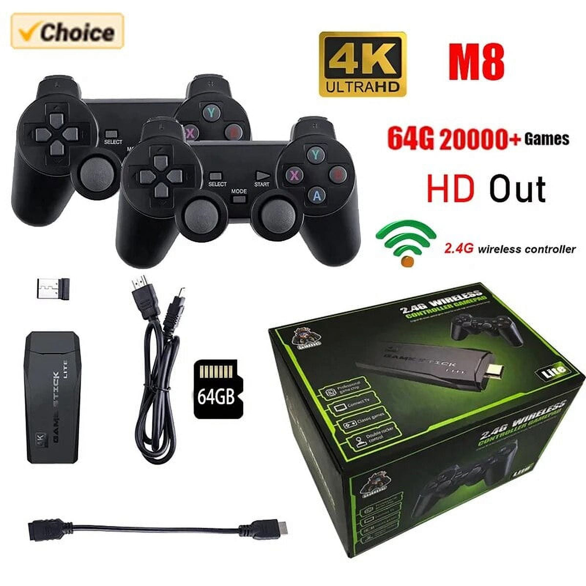 Stick Emulators 4K Console Controller 2.4G With 20000 TV Game Wireless Games For 12 PS1/FC/GBA/MAME/MD M8 HD Video Game Classic