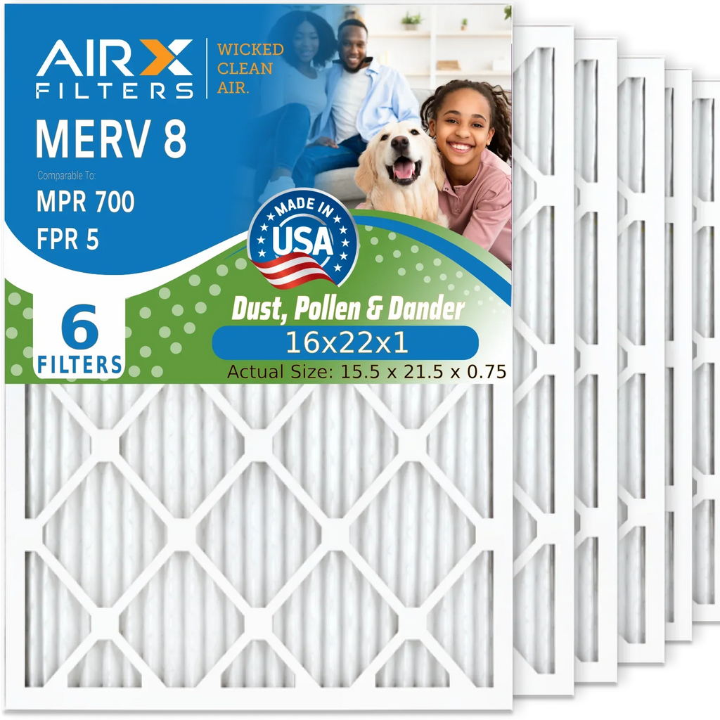 Air AIR. Pleated Furnace Comparable Filter & CLEAN Pack MERV 6 Premium AIRX MPR Filters USA to FILTERS AC WICKED Conditioner 5 8 Filter HVAC 16x22x1 by Electrostatic 16x22x1 Made Air 700 FPR
