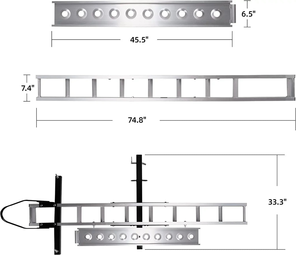 with Hauler Aluminum Trailer Carrier Scooter receiver Hitch Dirt Ramp, Hitch-Mounted Motorcycle Rack Bike 2" Motorcycle Loading Carrier