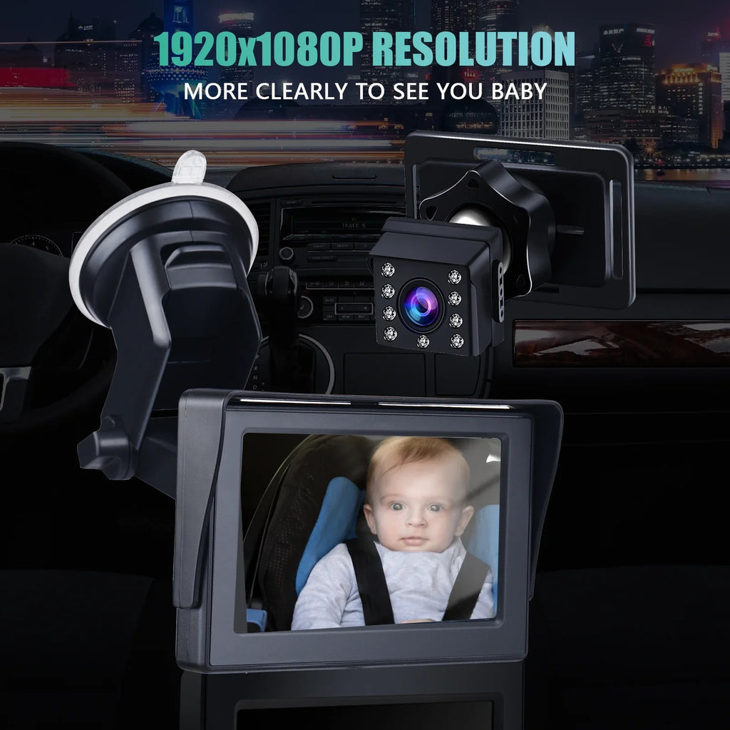 Car 1080P Crystal Seat Adjustable Mirror Inch Cameras Length View Long Cable Angle Clear 4.3 Wide Monitored Car Mirror Car Mirrors with Safety 5M
