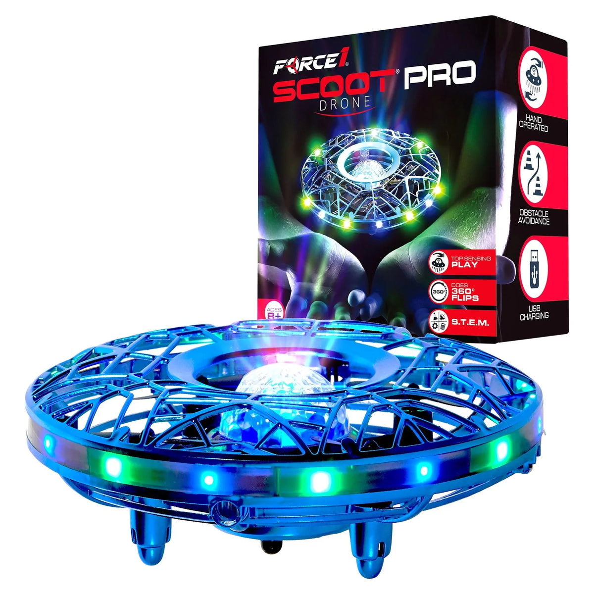 Drone Mini Aerial Hand Light Controlled LED Force1 Drone (Blue) Pro Projector with Scoot