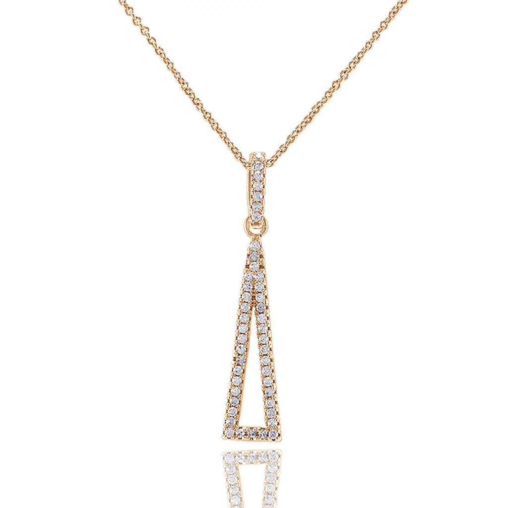 Boutique Pendant Gold Triangle Inc Drop Box Women, for Teens Cubic Zirconia Blue Plated Rose Necklace
