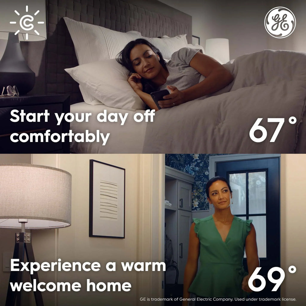 CYNC App Smart Sensor, Humidity in Pack) Schedules Separately), Smart Sensor, Thermostat Temperature Thermostat (1 Set with CYNC CYNC (Sold Sensor, GE Works