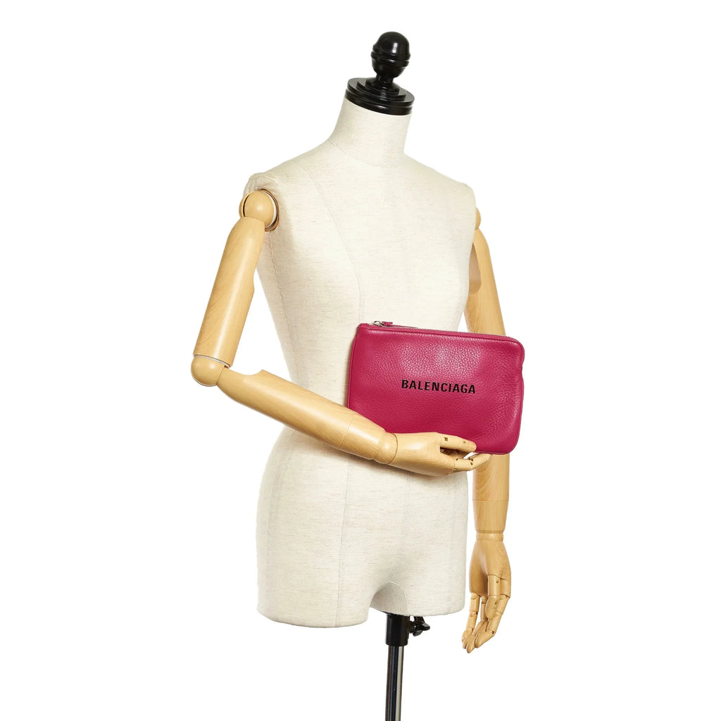 Balenciaga Leather (Good) XS Calf Pouch Women Pink Everyday Pre-Owned Authenticated