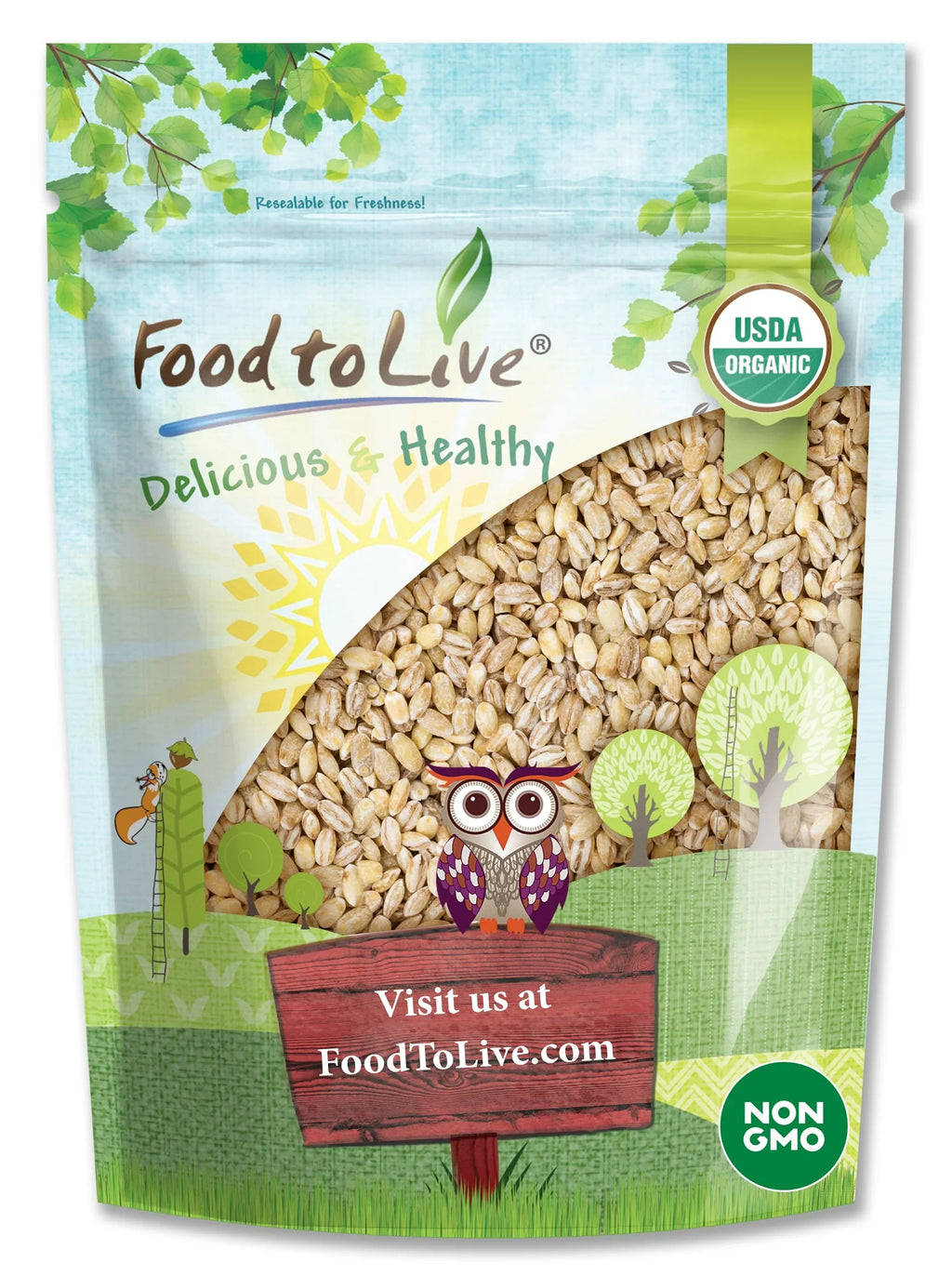 Food to 6 Organic Raw, Live Vegan — Non-GMO, — Barley, by Pounds Kosher, Pearl