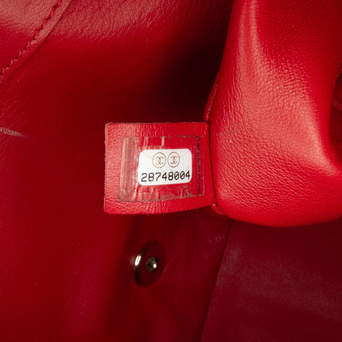 Lambskin Leather Authenticated (Good) Carry Unisex Red Small Easy Satchel Bag Pre-Owned Flap