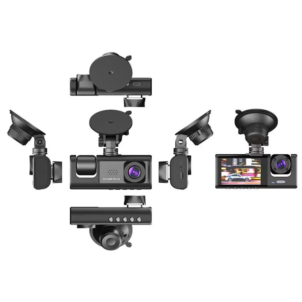 Video Camera Dash Front/Rear/Inside G-sensor Dual Car 1080P Jinyi Lens Recorder Cam