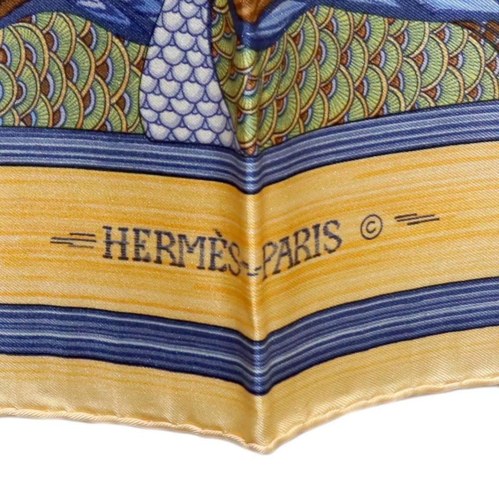 Pre-Owned Hermes / scarf HERMES duck (Good) pond muffler silk Carre 100% 90