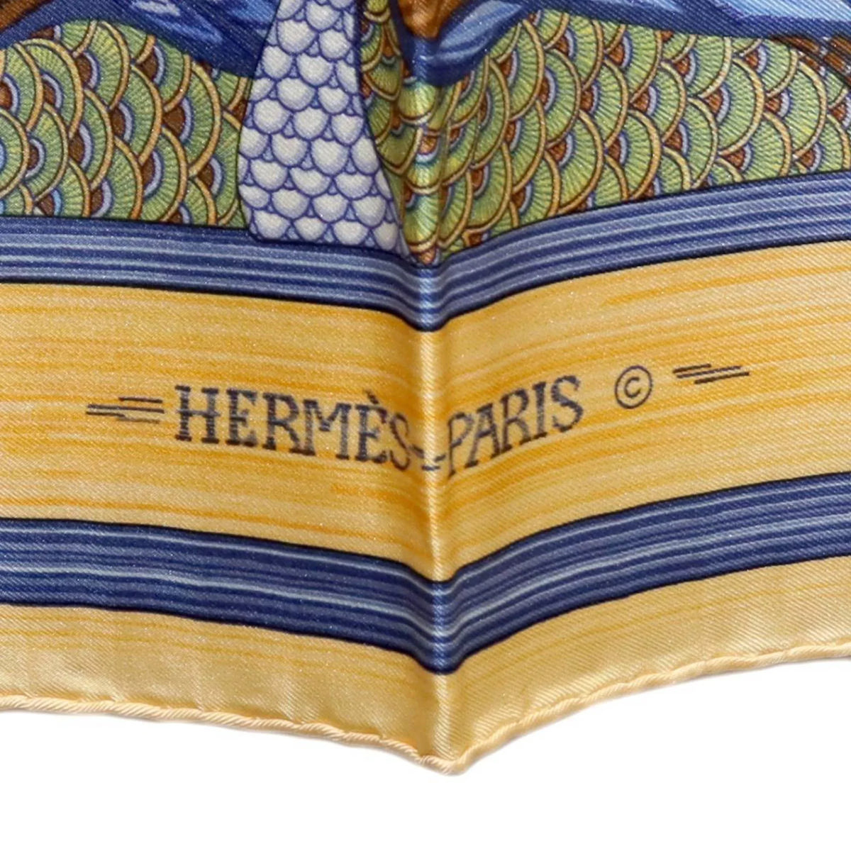 Pre-Owned Hermes / scarf HERMES duck (Good) pond muffler silk Carre 100% 90