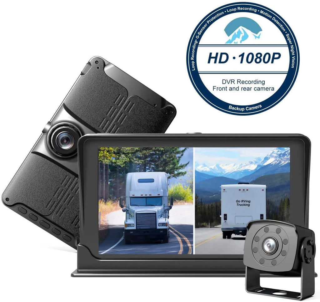 with View with Backup 1080P Night Vision DVR for Erapta Recording Advanced IP69 RV/Pickup/Truck/Trailer/Bus Function, Camera Waterproof, Monitor Rear 7'' Camera