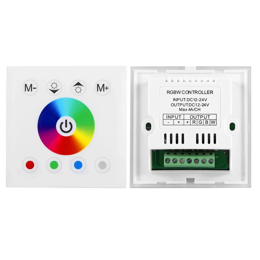Switch Wall-Mounted Dimmer Strip Panel Touch Wall Controller, Touch Wincal LED Mounted Colorful Light(Black/White) Panel for Touch LED Panel, RGBW Controller