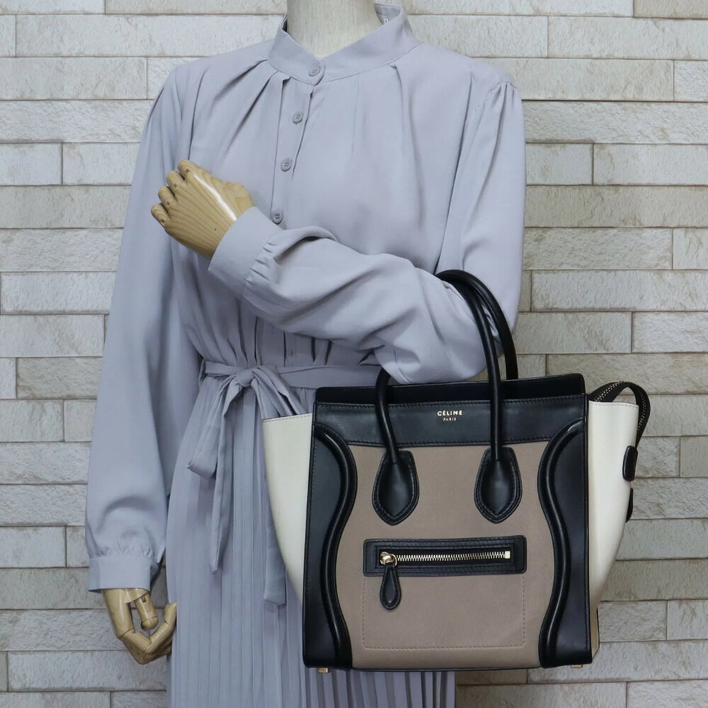 Celine Pre-Owned Beige Leather Shopper Handbag Ladies Micro (Good) Luggage