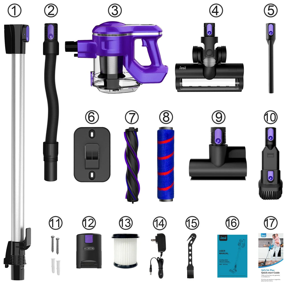 Brushless to Rechargeable Cleaner,10-in-1 - Runtime Battery Mins Hard Handheld,23Kpa Floor Lightweight for Motor Hair Vacuum,Up 45 Stick Carpet Purple Vacuum 2500mAh Cordless Pet 250W