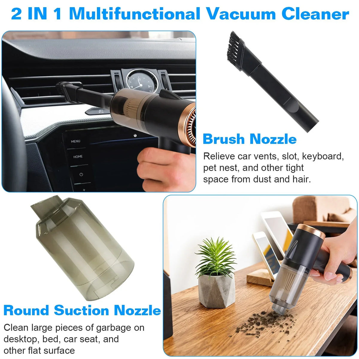 Cleaner Black Searchlight, Cyclone Vacuum with 120W Handheld Cordless, Electric Vacuum Car Cleaner