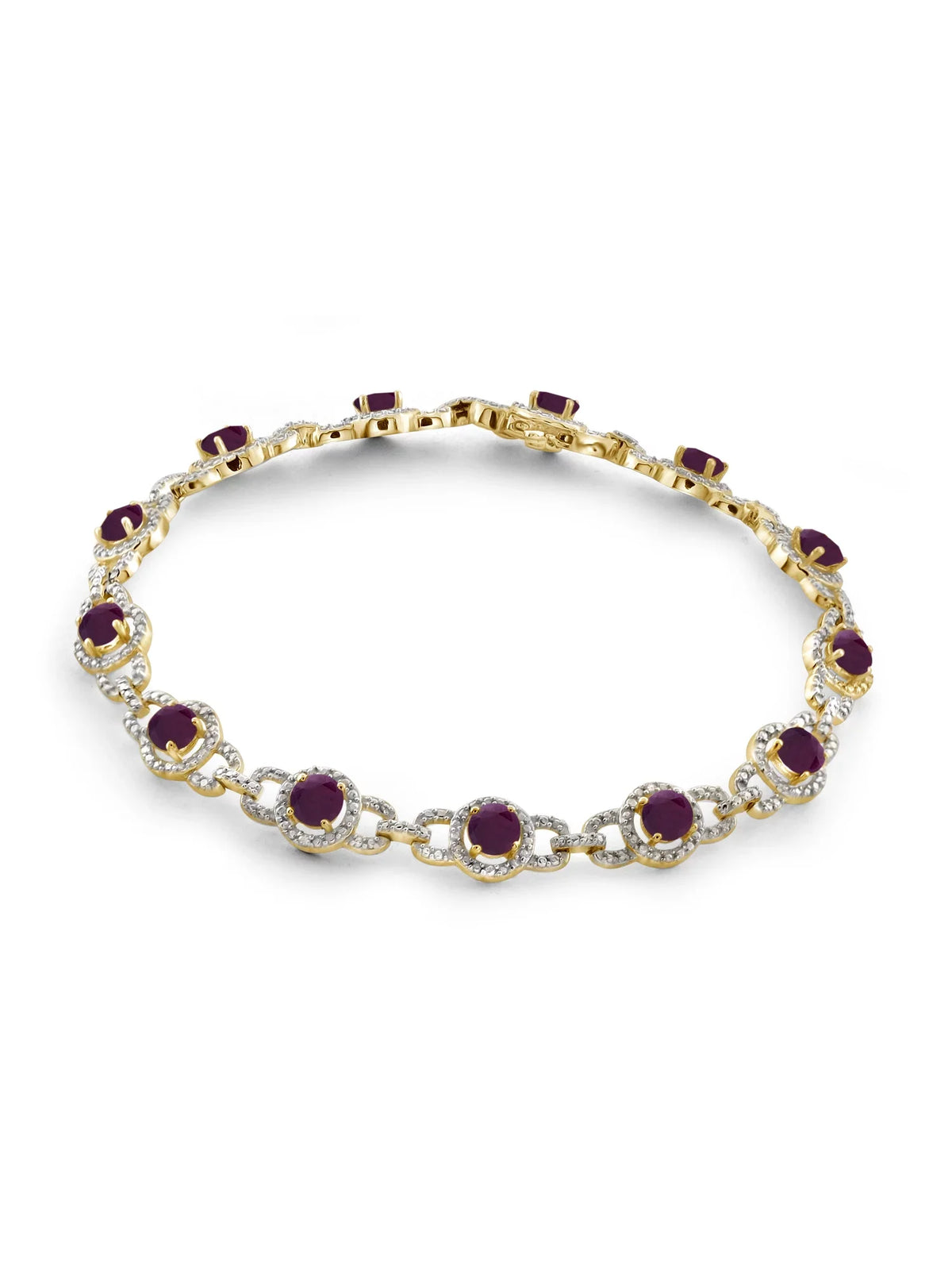 Diamond Ruby Silver Gold 5 T.G.W. White Carat Bracelet Over 3/4 And 14k Accent