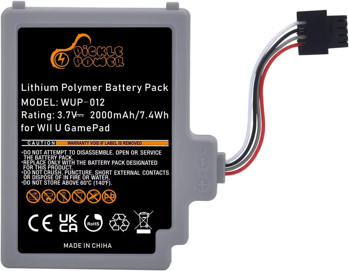 y Gamepad Replacement U Wii WUP-012, 2000mAh Pack WUP-010 Nintendo Rechargeable for