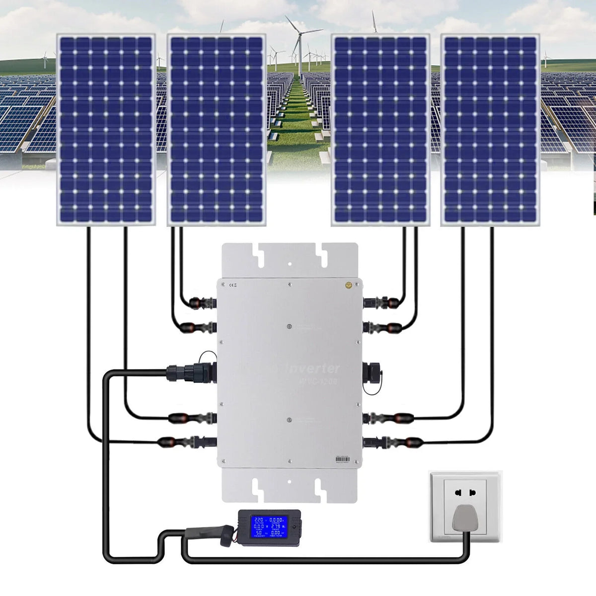 DC-AC Solar Sine Wave Micro Grid Inverter Tie MPPT Grid Inverter WVC-1200W Pure