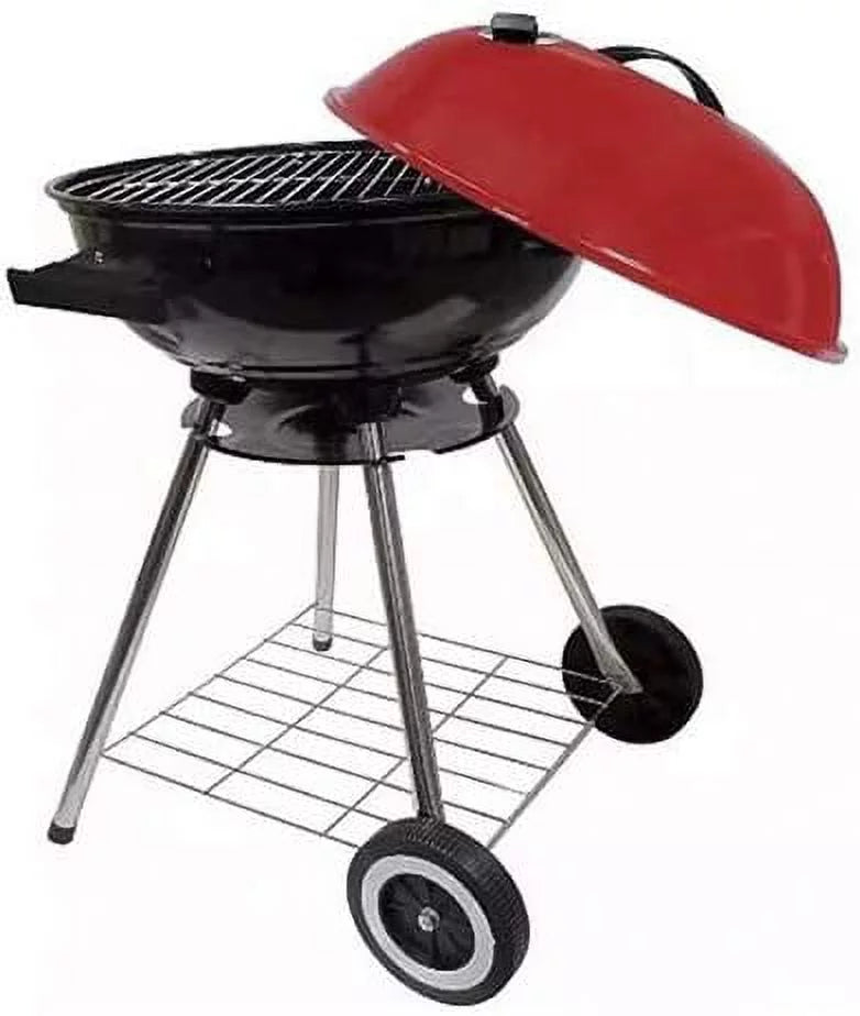 Steel Charcoal Heavy Large Barbecue 18x31 Grill Legs Ash Color BBQ alp Portable Catcher Red/Black Classic W/Wheels