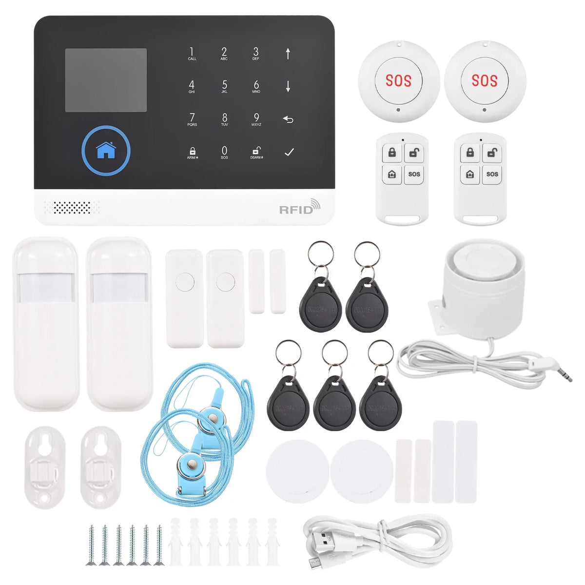 Auto-dial WIFI Motion Control Home Door System APP with Sensor Control Wireless Voice Smart 433MHz Remote Phone PIR Burglar GSM Display LCD Alarm + System Compatible Alarm Home Sensor